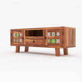 ONIJA Sheesham Wood TV Unit for Living Room | Tv Cabinet | Free Standing Tv Unit with 2 Door, Drawer & Shelf Storage